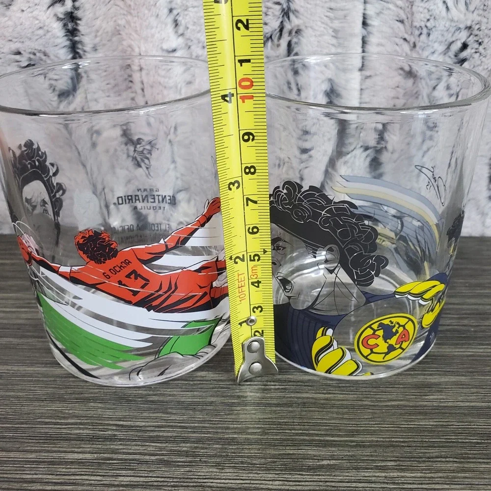 Set Of 2 Mexican‎ National Soccer Team Centenario Tequila Drinking Rocks Glasses